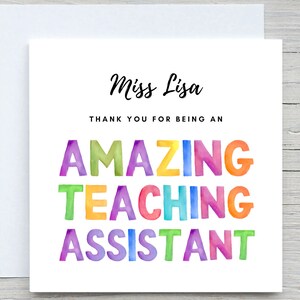 Tarjeta de agradecimiento personalizada para asistente de maestro, tarjeta de asistente de maestro, tarjeta de maestro increíble, tarjeta escolar de maestro excelente, mejor maestro