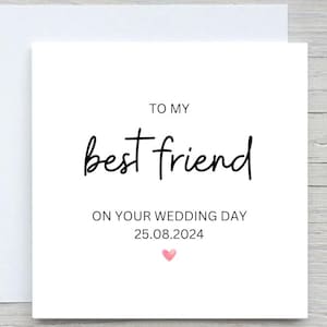 Cartão de dia de casamento personalizado, lindo cartão de noiva, para melhor amigo no cartão de dia de casamento, cartão de casamento personalizado, presente para melhor amiga