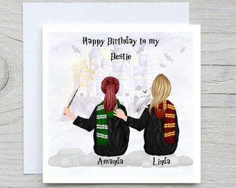 Handmade Wizard Birthday Card: Personalized Sister, Daughter