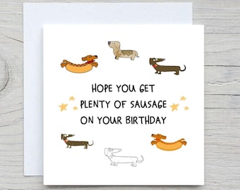 Funny Sausage Dog Birthday Card - Personalised Card
