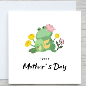 Moederdagkaart, Cute Frog Hoppy Happy Mothers Day-kaart, van dochterkaart, van zoon, gepersonaliseerde Moederdagkaart, schattig van kaart