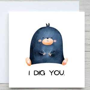 Biglietto di San Valentino, biglietto d'auguri d'amore, biglietto con talpa carina, biglietto "ti amo", regalo di San Valentino