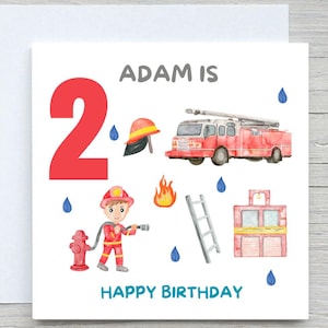 Personalised Name Birthday , Baby boy firefighter Birthday Card, birthday card