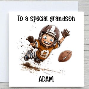 Geburtstagskarte für Enkel, Fußballkarte, von Oma, Kundenkarte für Sohn, Geburtstag des Sohnes, Enkels Geburtstag, American Football Karte