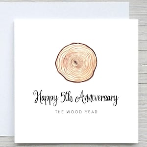 Anniversary Card, Personalised anniversary card, 5th Anniversary card, Wood Anniversary, 5 years together wedding anniversary