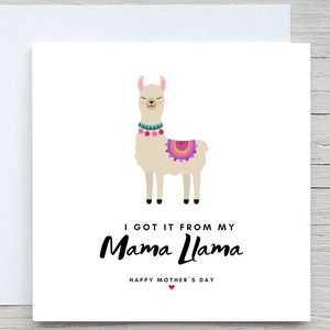 Carte de fête des mères, je l'ai eue de ma carte de fête des mères de maman lama, de carte de fille, de fils, carte personnalisée, cadeau de fête des mères
