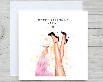 Tarjeta de cumpleaños personalizada: Tacones altos para jefa, moda de diva