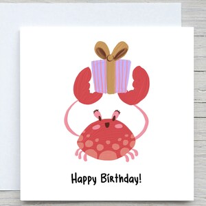 Personalised Birthday Card, Cute card, Crab birthday card, Happy Birthday card