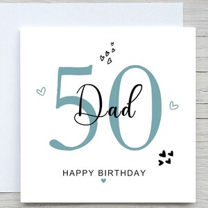 Gepersonaliseerde verjaardagskaart, vaders 50e verjaardagskaart, voor vader verjaardag, van zoon, van dochter, 50e verjaardagskaart