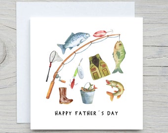 Carte de pêche fête des pères, carte de poisson pour papa, carte personnalisée de fête des pères papa, carte de pêche