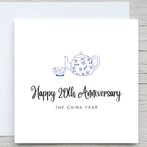 Carte d'anniversaire, carte d'anniversaire personnalisée, carte du 20e anniversaire, anniversaire de la Chine, anniversaire de mariage de 20 ans ensemble