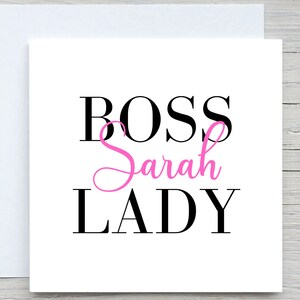 Boss Lady Card, gepersonaliseerde kaart voor baas, nieuw visitekaartje, kaart promotie gefeliciteerd, nieuwe vacaturekaart,
