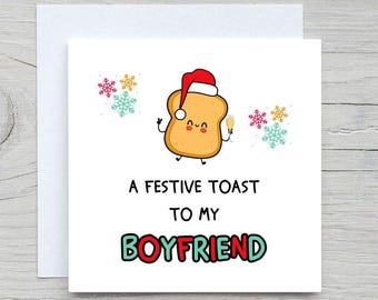 Feestelijke toastkerstkaart, cadeau vriendje