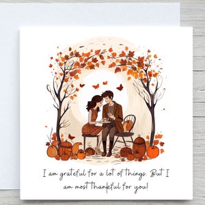 Carte de Thanksgiving, carte de Thanksgiving romantique, merci pour vous, cartes personnalisées, carte d'automne, Thanksgiving personnalisée, pour partenaire