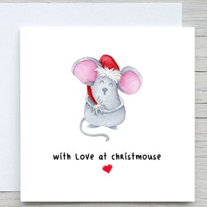 Biglietto di Natale personalizzato, biglietto di Buon Natale, biglietto di Natale per una persona cara, Christmouse, simpatico biglietto di topo
