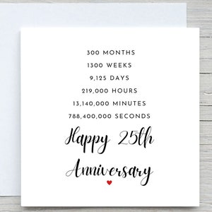 Biglietto di anniversario, biglietto di anniversario personalizzato, biglietto per 25 anni di matrimonio, anniversario d'argento