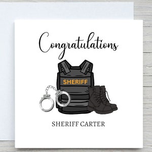 Tarjeta de sheriff personalizada, tarjeta de felicitación policial, tarjeta de ascenso policial, fuerza policial, tarjeta PCSO, sheriff bien hecho