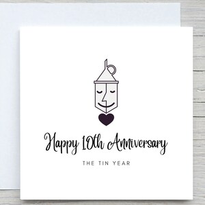 Tarjeta de aniversario, tarjeta de aniversario personalizada, tarjeta del décimo aniversario, aniversario de hojalata, décimo aniversario de bodas juntos