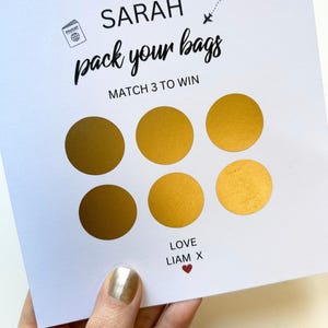 personalised Travel cards, Pack your bags , Scratch To Win Holiday Card,Holiday Reveal Surprise, Birthday Surprise Scratch Card, surprise