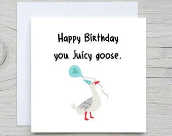 Tarjeta de cumpleaños divertida de ganso: Tarjeta de felicitación personalizada