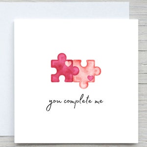 Jubileumkaart, Jij maakt mij compleet, romantische kaart, ik hou van jou, Valentijnsdagkaart, jubileumkaart, voor partner, vrouw, echtgenoot, puzzel