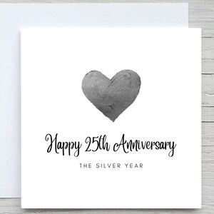 Biglietto di anniversario, biglietto di anniversario personalizzato, biglietto per 25 anni di matrimonio, anniversario d'argento