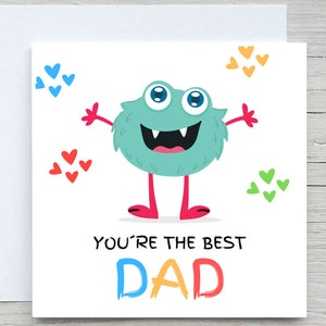 Biglietto per la festa del papà, biglietto per papà, biglietto ti amo papà, felice festa del papà, MIGLIOR BIGLIETTO PER IL PAPÀ, simpatico biglietto mostro