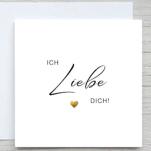 Valentines Day Card, Love greeting card, I love you Card, Romantic Card, German I Love You Card
