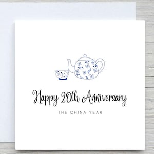 Anniversary Card, Personalised anniversary card, 20th Anniversary card, China Anniversary, 20 years together wedding anniversary