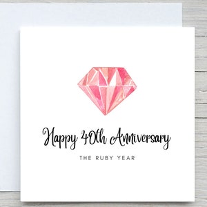 Anniversary Card, Personalised anniversary card,  40 years married card, Ruby Anniversary