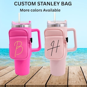 Benutzerdefinierte Stanley Handgemachte Tasche, Wasserflaschenbeutel, Stanley Cup Zubehör, Stanley Sleeve, Stanley Gym Bag, personalisierter Brief, Geschenk für sie