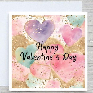 Happy Valentines day Card, I love you, Watercolor Hearts card, Valentine&#39;s Day Card, romantic card, i love you card, valentines day card