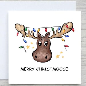Christmas Card, Custom Christmas card, Reindeer Christmas card ,Moose Card, Christmas gift card, Holiday gift