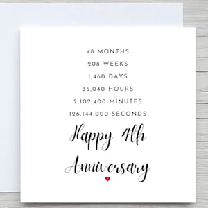 Tarjeta del 4.º aniversario, tarjeta de aniversario personalizada, tarjeta del 4.º aniversario, aniversario de frutas, 4.º aniversario de bodas