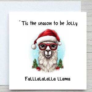 Gepersonaliseerde kerstkaart, kerstkaart Tis The Season Lama, schattige lamakaart, kerstcadeau, kerstkaart, voor haar, voor hem, grappig