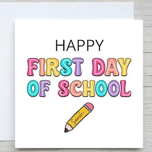 Personalised Back to School Card, New School Good Luck, Back To School Card, Good luck, Happy first day of school,