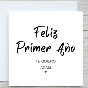 Spanish 1st Anniversary card, Feliz primer año, one year anniversary card, 1st anniversary card for partner, Anniversary gift