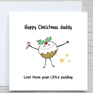 Biglietto di Natale carino per papà con budino, biglietto di Natale da figlio, figlia, per papà, biglietto carino per papà