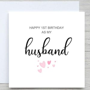 Tarjeta de cumpleaños para mi esposo, primer cumpleaños como esposo, tarjeta de cumpleaños romántica para él, tarjeta de cumpleaños para mi nuevo esposo, regalo de feliz cumpleaños para mi pareja