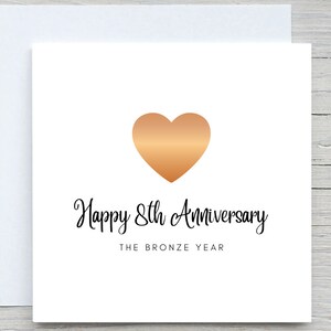 Biglietto di anniversario, biglietto di anniversario personalizzato, biglietto per l'ottavo anniversario, anniversario di bronzo, 8 anni insieme di anniversario di matrimonio, per il partner