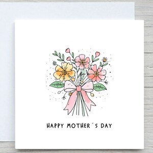 Gepersonaliseerde moederdagkaart, moederdagkaart, tulpenkaart, kaart voor moeder, van dochterkaart, bloemenkaart voor moeder, bloemboeketkaart moeder