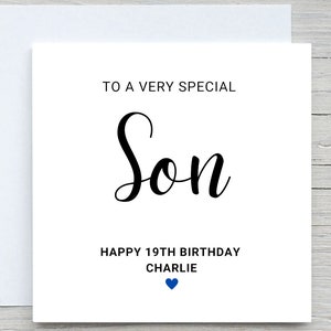 Tarjeta de cumpleaños con nombre personalizado, tarjeta de cumpleaños para HIJO, tarjeta de cumpleaños para niño
