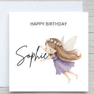 Nom personnalisé carte d'anniversaire, carte de fée, pour petite-fille, pour fille, anniversaire de petite fille, carte de fée personnalisée, anniversaire de fée