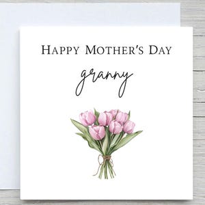 Cartão de dia das mães, cartão para a mãe, cartão de flores de tulipas, cartão para a avó, presente de dia das mães, cartão para a avó, cartão personalizado