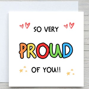 Very Proud Of You - Gepersonaliseerde felicitatiekaart, afstuderen, goed gedaan, nieuwe baan, promotie, schooltestkaart