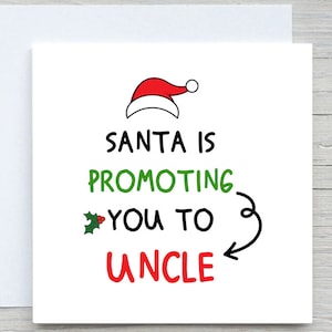 Faire-part de grossesse, Carte de grossesse de Noël, Père Noël faisant votre promotion auprès de l'ONCLE, Carte de Noël, Carte Je suis enceinte