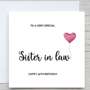 Carte d'anniversaire personnalisée de belle-soeur, carte d'anniversaire de parent, belle carte pour belle-soeur, carte pour elle