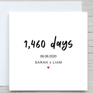 Tarjeta del 4.º aniversario, tarjeta personalizada del 4.º aniversario, para el esposo, para la esposa, tarjeta del 4.º aniversario, regalo del 4.º aniversario