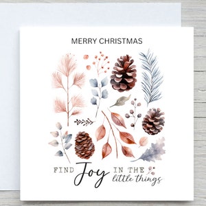 Biglietto di Natale, Buone Feste, Biglietti personalizzati, Biglietto invernale, Trova la gioia nelle piccole cose, Biglietto di auguri per le feste, biglietto personalizzato