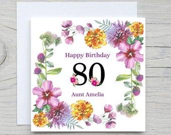 Personalized Floral Birthday Card: Add Name & Age